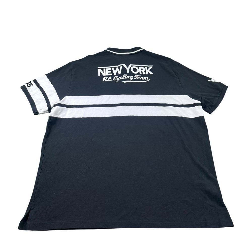Polo Ralph Lauren Mens 2XL Black New York RL Cycling Team Polo Shirt Custom Fit